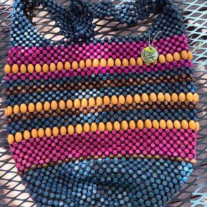 LIMITED EDITION The Sak Back To Bali Hand Crocheted Wooden Beaded Hobo Bag